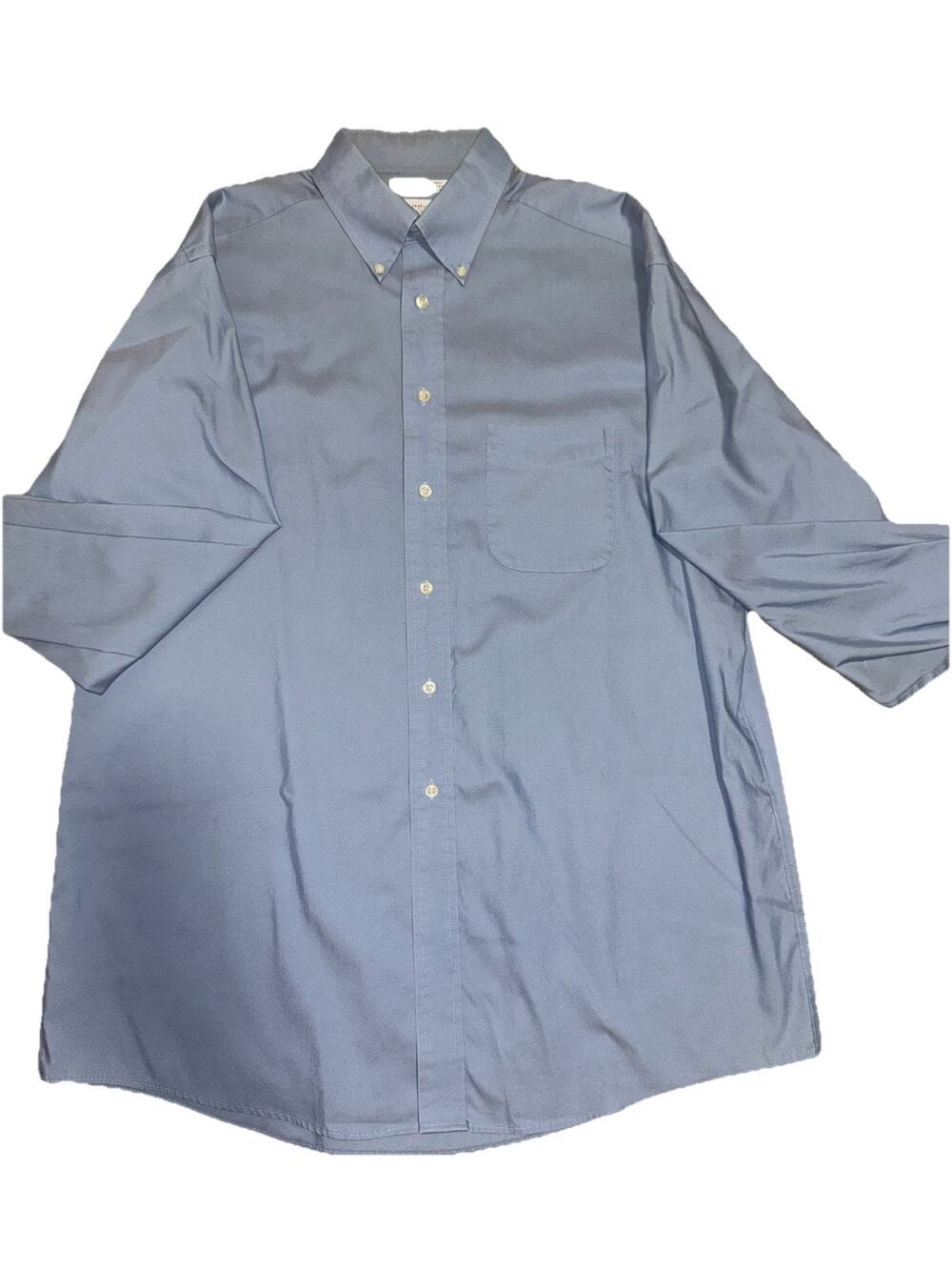 Roundtree & Yorke Blue Button Front Dress Shirt Men's 16.5 35 Cotton Blend